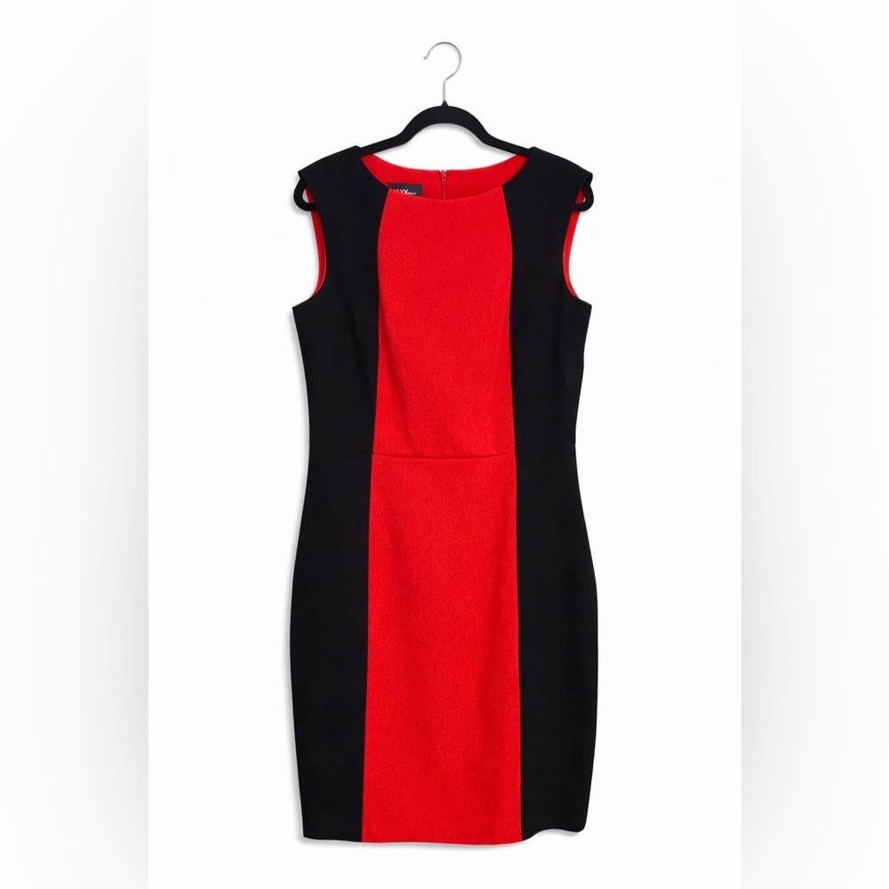 Alyx Limited Colorblock Sheath Dress 12 Red Black Flattering Career
